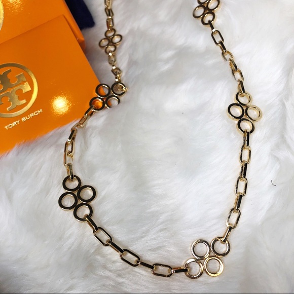 Tory Burch Large clover necklace gold new - Picture 3 of 4
